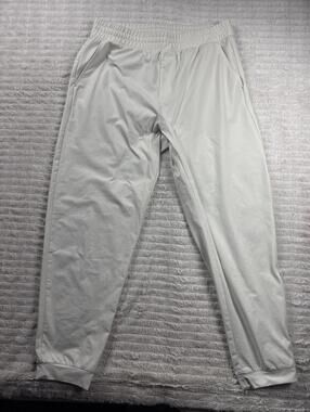 UNIQLO Men’s Cream/White Drawstring Performance Jogger Pants‎ L Athleisure 34x26